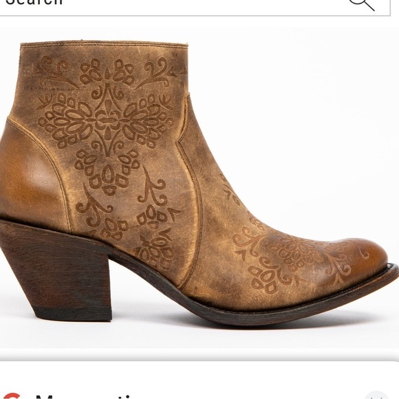 SHYANNE LEATHER RUSTIC TAN ANKLE COWGIRL BOOTS BOOTIES ROUND TOE - Picture 9 of 9